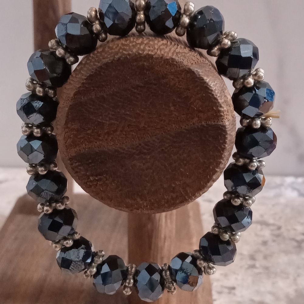 Black Beaded Stretch Bracelet